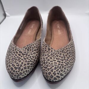 Toms Women Jutti Animal Print Suede Cheetah Leopard Ballet Flat Shoes Tan Size 7